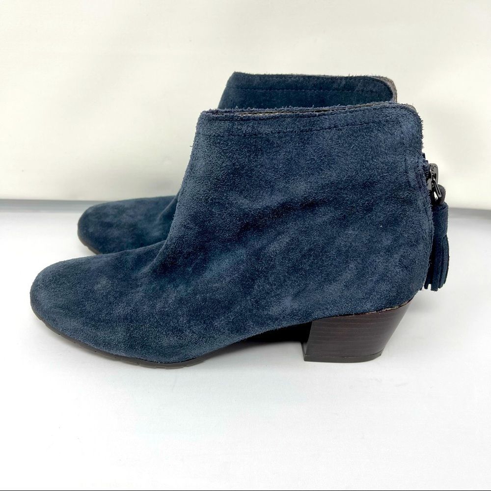 Kenneth Cole Reaction Womens Pil Age Ankle Booties Navy Blue Leather Zip 6.5 M - Picture 3 of 7